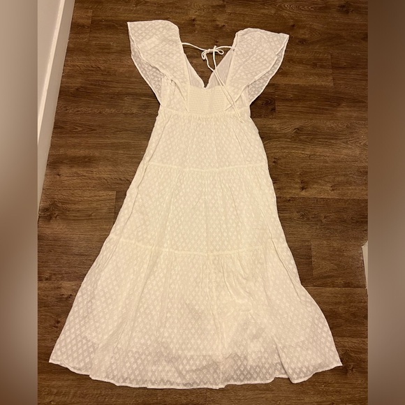 NWT Madewell Tie-Back Flutter-Sleeve Tiered Midi Dress in Soft White - Size S - Picture 9 of 11